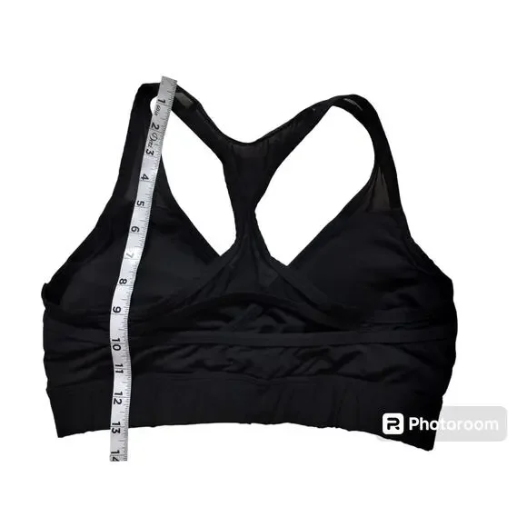 Pink victoria secrets ultimate lightly lined black sports bra wrap meshh size L - Picture 6 of 7